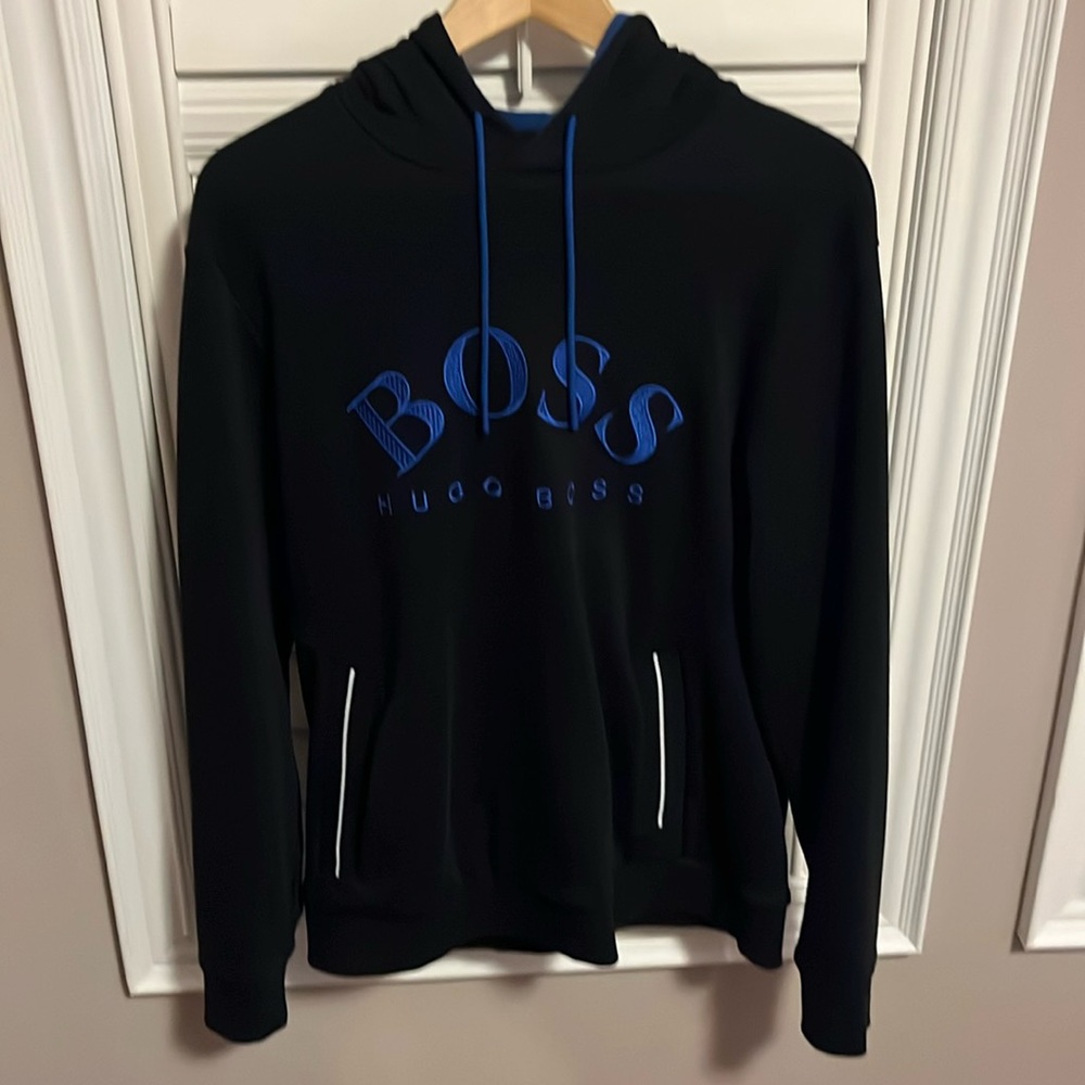 Men’s Hugo Boss Hoodie Blue and Black Size Medium LUXURY